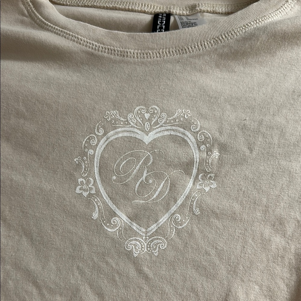 Beige Graphic Baby Tee Shirt